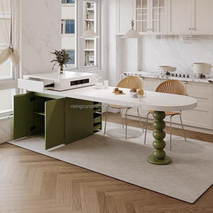 Ensemble table et banc îlot réglable de luxe Rising Light pour usage domestique avec une table îlot rond incurvé et un dessus de table en <span class=keywords><strong>quartz</strong></span> - Product Image 5