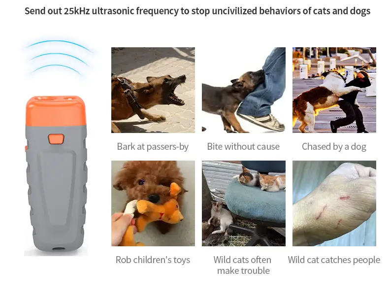 Yeni şarj edilebilir 1200mah su geçirmez ultrasonik Bark kontrol cihazı Sonic teknolojisi ile köpekler ve kediler için açık köpek kovucu