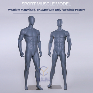 Maniquí masculino de fibra de vidrio para atletismo (sprint) y exhibición de joyería con pose de bádminton, cuerpo completo y músculos en relieve - Product Image 3