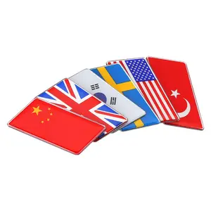 Groothandel 3d Metalen Kristal Auto Stickers Custom Amerikaanse Verenigde Koninkrijk Duitsland Canada Vlag Enblem Sticker