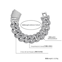 Chaîne cubaine Hip Hop 24 mm à maillons bulles, entièrement sertie de zircons, collier et bracelet pour homme, bijoux de mode pour fêtes, rappeurs, vente en gros