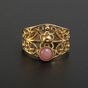 Ajustável Aço Inoxidável 18K Banhado A Ouro Gemas Naturais Pedra Oco Simples Anel Moda Mulheres Homens Jóias Atacado Pode Personalizado - Product Image 3