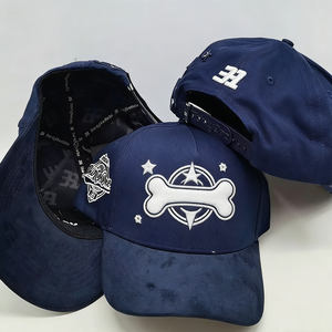 Casquette de baseball vintage 5 panneaux en toile polyester/coton avec broderie, strass et lettres, ajustable à boucle unique - Product Image 2