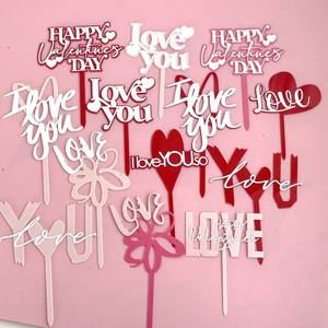 Décoration de gâteau <span class=keywords><strong>en</strong></span> forme de cœur « Je t'aime » <span class=keywords><strong>en</strong></span> acrylique pour la Saint-Valentin, idée cadeau pour la pâtisserie moderne - Product Image 4