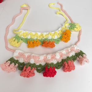 Handmade Knitted Lily Of The Valley Pet Collar For Small Medium Cats Dogs Four Seasons Flower Pattern Bib <b>Scarf</b> Accessory - Product Image 3