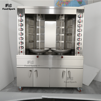 Grill vertical à gaz GPL automatique à double brûleur infrarouge en acier inoxydable pour la cuisson du shawarma et des kebabs