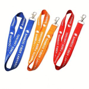 สายคล้องคอใยไผ่รักษ์โลก พร้อมสายคล้อง PET และผ้าฝ้าย ที่ใส่บัตรแบบย่อยสลายได้สำหรับงานแสดงสินค้า - Product Image 1