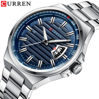 Montre M8375 en acier inoxydable avec cadran bleu analogique à quartz fabriquée en Chine