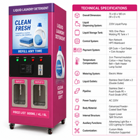 Distributeur de lessive liquide 160L, machine de remplissage en libre-service avec paiement par QR code, carte ou monnaie, pompe 220V