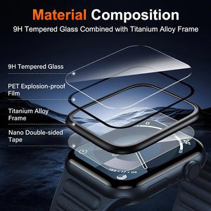 New Metal Aluminum Frame + HD Tempered Glass <strong>Screen</strong> <strong>Protector</strong> for <strong>Apple</strong> <strong>Watch</strong> Series 9 8 7 6 Waterproof <strong>Screen</strong> <strong>Protector</strong> Cover - Product Image 2