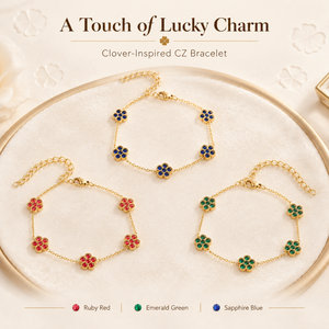 Pulsera con Dijes de Trébol Estilo Vintage para Mujer, Acero Inoxidable, Chapado en Oro, Incrustaciones de Diamantes de Imitación Multicolores, Ajustable - Product Image 2