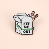 Pin Esmaltado de Humor Adulto con Diseño de Caja de Comida para Llevar, Broche de Humor Adulto