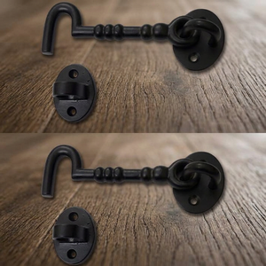 Loquet à crochet et œillet en fonte noir mat de 4 pouces, lot de 2, pour la sécurité des portes et des fenêtres - Product Image 2