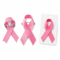 En gros, Ruban rose en satin double face ou simple face pour la sensibilisation au cancer du sein, avec nœud et épingle de sûreté, taille et forme personnalisables, pour événements