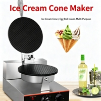 Machine à gaufres électriques commerciale avec contrôle automatique de la température et minuteur, prise EU/UK/US personnalisée pour cornets de crème glacée, crêpes et pancakes