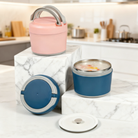 Boîte à lunch bento empilable grande capacité en acier inoxydable sans BPA, résistante à la chaleur, étanche, avec couvercle en plastique pour enfants à l'école