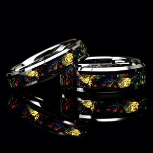 Black 8MM Non Fade Carbide with Men's <b>Ring</b> Men's Wedding Band for Daily Engagement Fordite Inlay Non Fade Wedding Band - Product Image 1