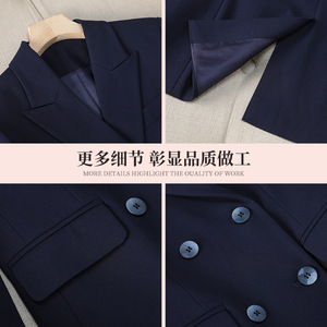 Women's Suit Set Double Breasted Jacket Pants Formal Office Wear Spring Autumn Anti-Wrinkle Worsted Full Sleeve Notched Collar - Product Image 3