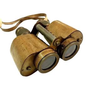 Jumelles en laiton Antique, jumelles en laiton lourd avec poignée en cuir et sangle pour la fabrication de décoration et de cadeau - Product Image 1