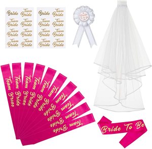Artículos para Despedida de Soltera, Diadema de Equipo Nupcial, Correa de Hombro Dorada Rosa, Velo, <span class=keywords><strong>Tatuaje</strong></span> de Novia - Product Image 4