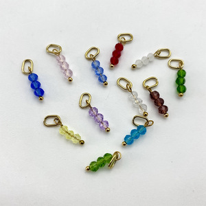 Breloques pendantes pierres de naissance |   Pendentif en acier inoxydable plaqué or 18K PVD avec perle de cristal facettée pour la fabrication de bijoux DIY |   Imperméable - Product Image 3