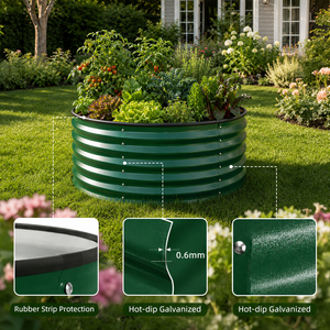 <span class=keywords><strong>Jardinera</strong></span> Elevada Redonda Galvanizada Verde <span class=keywords><strong>de</strong></span> 18 Pulgadas <span class=keywords><strong>de</strong></span> Alto, Fácil <span class=keywords><strong>de</strong></span> Instalar, para Verduras y Flores - Product Image 2