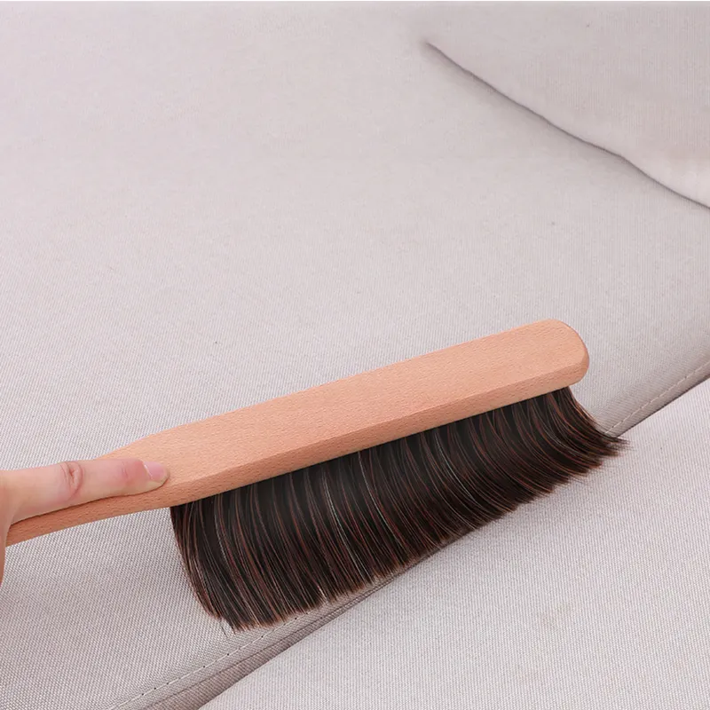 فرشاة يد بمقبض خشبي فرش تنظيف منزلية ذات شعيرات ناعمة فرشاة إزالة الغبار للسرير