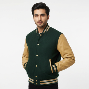Custom Designer 3D Embroidery Full Logo Chenille <b>Men</b> Streetwear Varsity Baseball Sport Oversized Puffer <b>Jacket</b> OEM - Product Image 1
