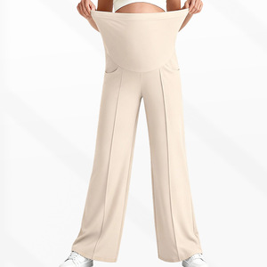 Pantalones de Maternidad para Otoño e Invierno, de Cintura Alta, Pierna Ancha, con Soporte Abdominal, Transpirables, Sólidos - Product Image 3