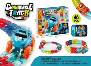 Ensemble de voitures jouets sur rail modulable, 46 pièces, en plastique, à assembler, pour enfants de 2 à 4 ans, thème transport, sans piles, modèle n° 098 - Product Image 3