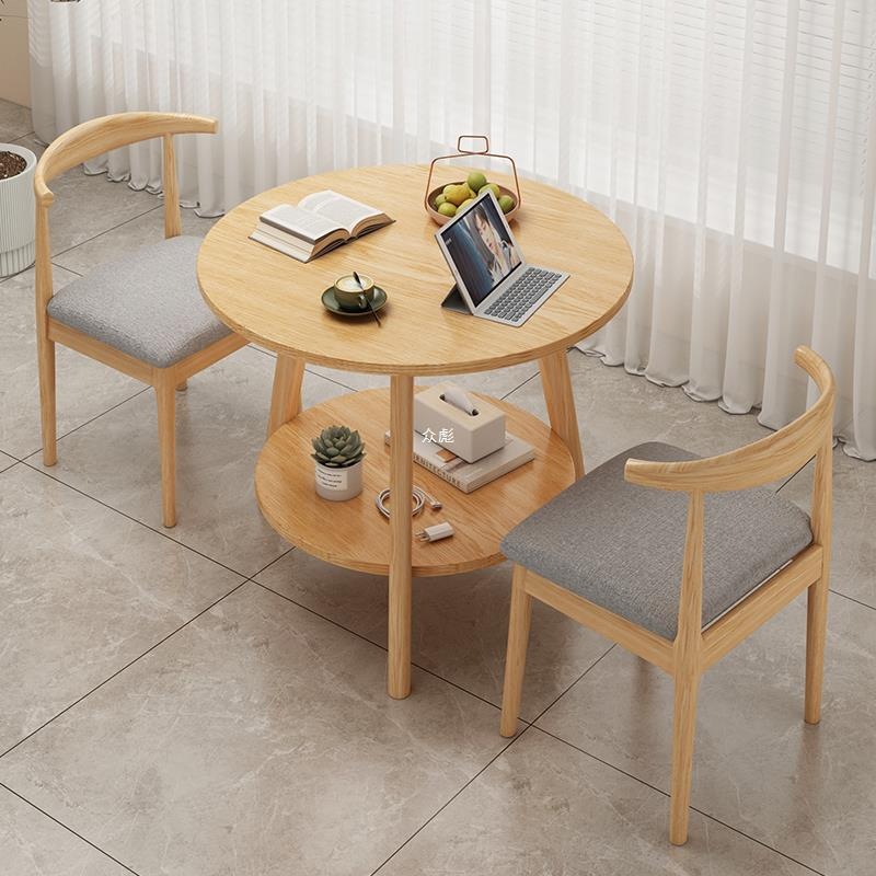 Mesa de centro redonda y mesa auxiliar (sillas no incluidas)