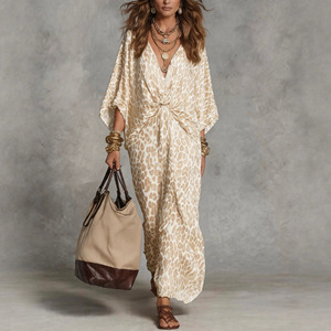 Abito <span class=keywords><strong>Lungo</strong></span> da Donna Plus-Size con Stampa Leopardata, Scollo a V e Vita Alta, Vestibilità Ampia, Bestseller eBay Primavera 2026 - Product Image 2