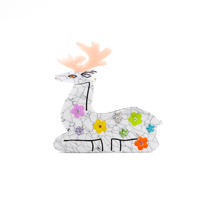 Barrette à cheveux unisexe en acétate de cerf vibrante avec motif craquelé unique et décoration en strass de fleurs, forme d'animal mignonne, couleur personnalisable - Product Image 3
