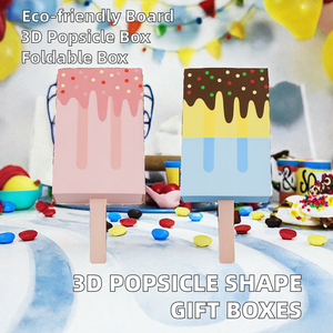 3D Popsicle Shape Recyclable Paperboard Gift Packaging Folding <b>Boxes</b> with Stamping for Birthday Wedding <b>Party</b> Favors - Product Image 2