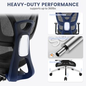 High End Gray Office Chair with Adjustable Headrest and Backrest Modern Design Mesh Chair with Metal Base Wholesale - Product Image 3