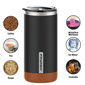 café de voyage isolées en acier inoxydable de 16oz, réutilisables et respectueuses de l'environnement, avec fond en liège - Product Image 5