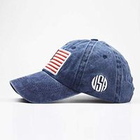 Gorra de Béisbol Deportiva Unisex Estructurada con Bordado de la Bandera Americana - Lavada, Ajustable, 90% Algodón, 10% Poliéster