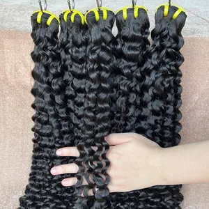 Pacotes baratos de cabelo virgem encaracolado profundo indiano cru de cabelo humano natural de trama 12A