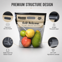 Sacs refermables à fermeture éclair en PET et CPP de qualité alimentaire, imprimés par gravure personnalisée, pour l'emballage de légumes et de fruits, vente en gros
