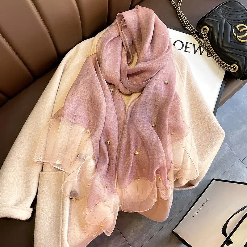 SUPERBEAR Fashion New Style Solid Color Spot Scarf Warm Decoration Nail Bead Design Long Scarf Dual-Use Women's Shawl
