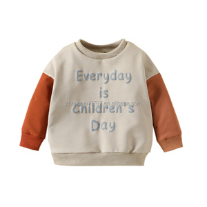 Sweat à capuche personnalisé pour bébé nouveau-né automne enfant tricoté lettre arc-en-ciel impression couleur bloc <span class=keywords><strong>pull</strong></span> à manches longues adolescent garçon vêtements de <span class=keywords><strong>mode</strong></span> - Product Image 4