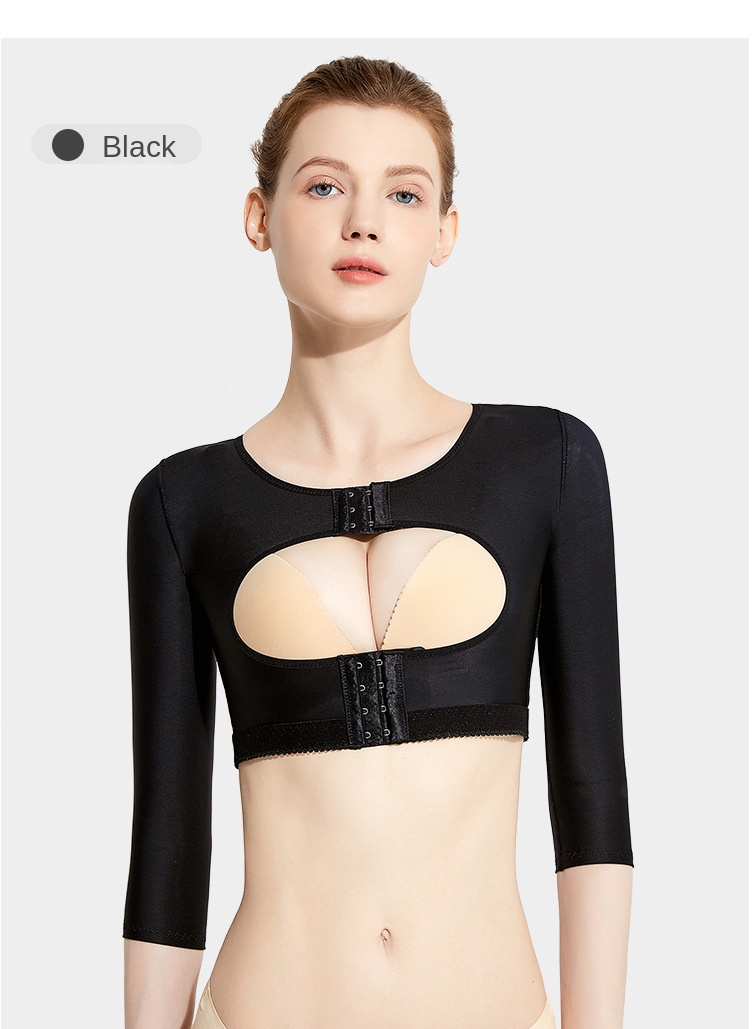 ZOYIAME Post Surgical Garments Arm Liposuction Compression Tops Long Sleeve Open Bust Push Up Breast Women Surgical Vest Shaper