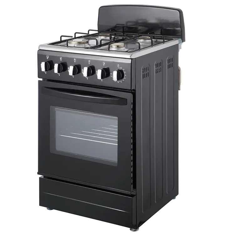 Flamme bleue commerciale 4 brûleurs cuisinière à gaz cuisinière avec four à pizza et grill pour arrière-plan