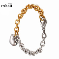 Nouveau bracelet unisexe tendance en acier inoxydable plaqué or 18 carats avec fermoir OT anti-ternissement et pendentif lettre initiale cœur