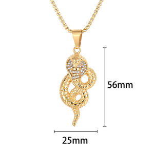 Hip Hop serpiente 18K chapado en oro no deslustre Cubic Zirconia impermeable Acero inoxidable joyería de moda colgante para hombre - Product Image 2