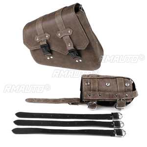 Sacs de selle de moto imperméables, pochette à outils latérale, sacs de rangement en cuir PU avec porte-bouteille, marron vintage universel - Product Image 5