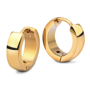 Boucles d'oreilles créoles à clipser en acier de 4 mm, rondes et géométriques, pour un usage quotidien - Product Image 2
