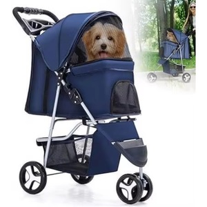Poussette pliable pour animaux de compagnie, chien, chat, 3 roues, chariot de promenade pour chiens et chats de petite et moyenne taille, avec protection imperméable, échantillon gratuit - Product Image 1