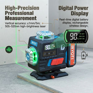 <span class=keywords><strong>Nivel</strong></span> Láser Verde 4D de 360° <span class=keywords><strong>con</strong></span> Rotación de 360° y 16 Líneas, Herramienta de Marcado para Construcción Profesional en Exteriores, Batería de Litio de Precisión - Product Image 2