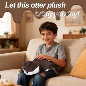 Peluche lestée en polaire courte 18 pouces, oreiller de câlin en forme de loutre, cadeau pour enfants garçons filles de 0 à 24 mois - Product Image 6